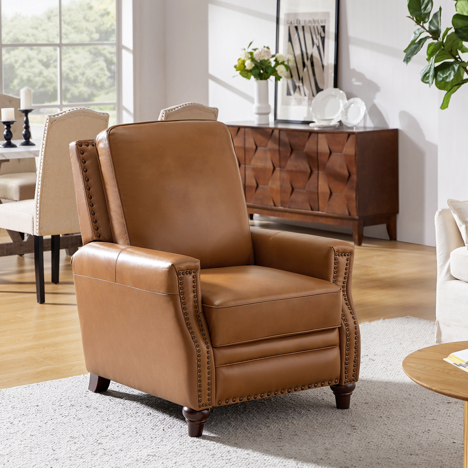 Lark Manor™ Andrena Genuine Leather Recliner with Nailhead